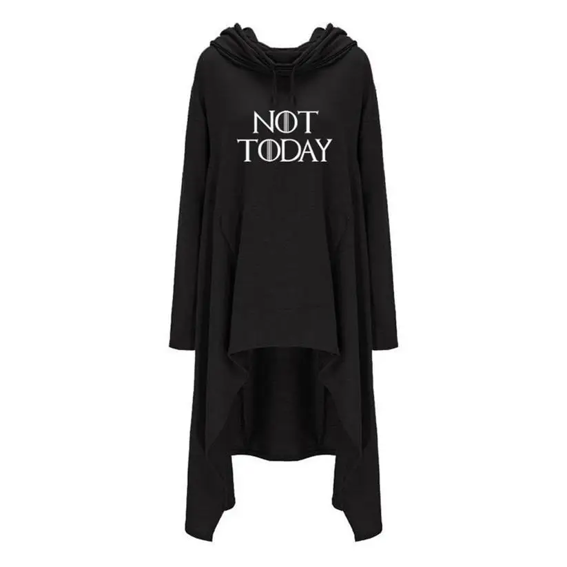  NOT Letters Print Hoodies For Women Long Irregular Hoodies Kawaii Sweatshirts Women Hoody Thick Pri