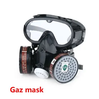 

Dual Pot Industrial Gas Mask Respirator Anti Dust Filtter Goggles For Spray Chemical