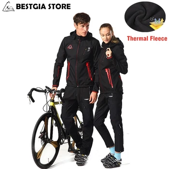 

Thermal Fleece Winter Cycling Jersey Set Maillot Ciclismo Men Women BikeJacket with Pants Waterproof Windproof Cycling Clothing