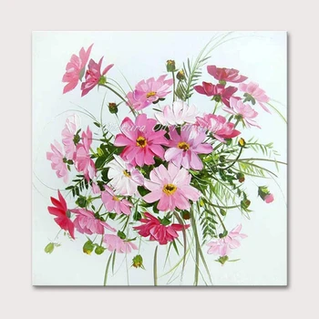 

Mintura Wall Picture for Living Room Oil Paintings on Canvas Hand Painted Beautiful Pink Flowers Hotel Decor Wall Art No Framed