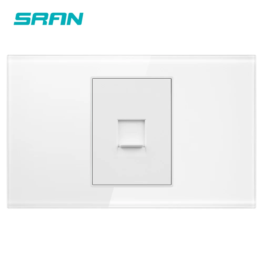 Разъем SRAN rj45 с белой перламутровой прозрачной стеклянной панелью 118 мм * 72 выход в