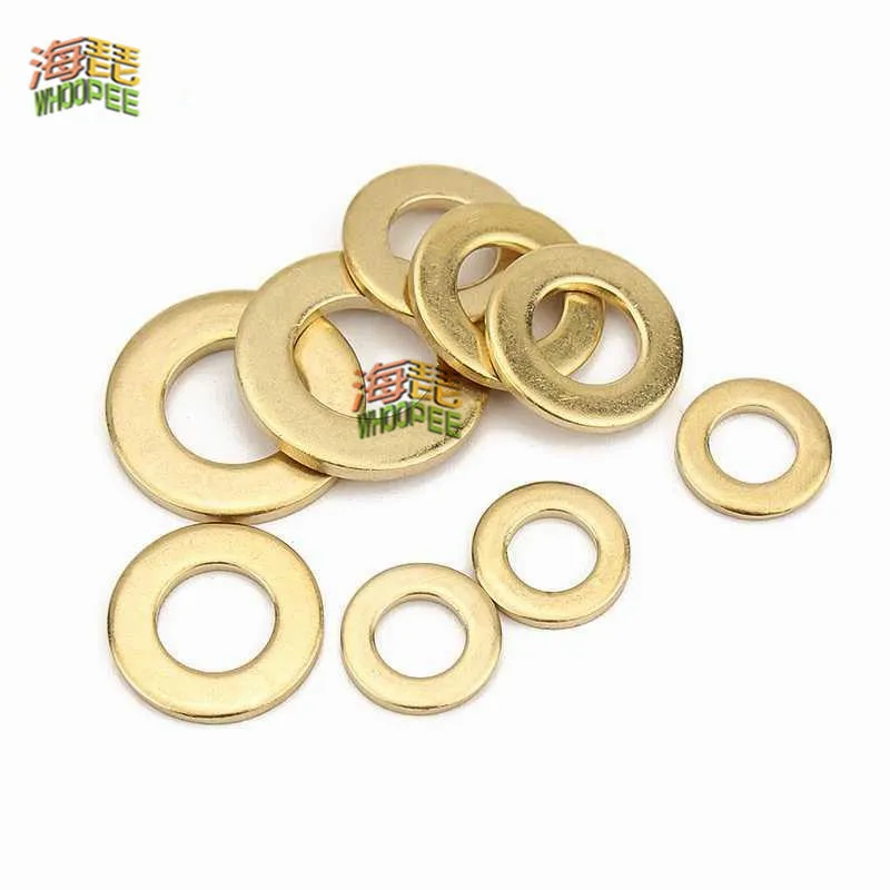 10/50pcs M2 M2.5 M3 M4 M5 M6 M8 M10 M12 M14 M16 M18 M20 GB97 DIN125 Solid Brass Copper Flat Washer Plain Gasket Pad High Quality |