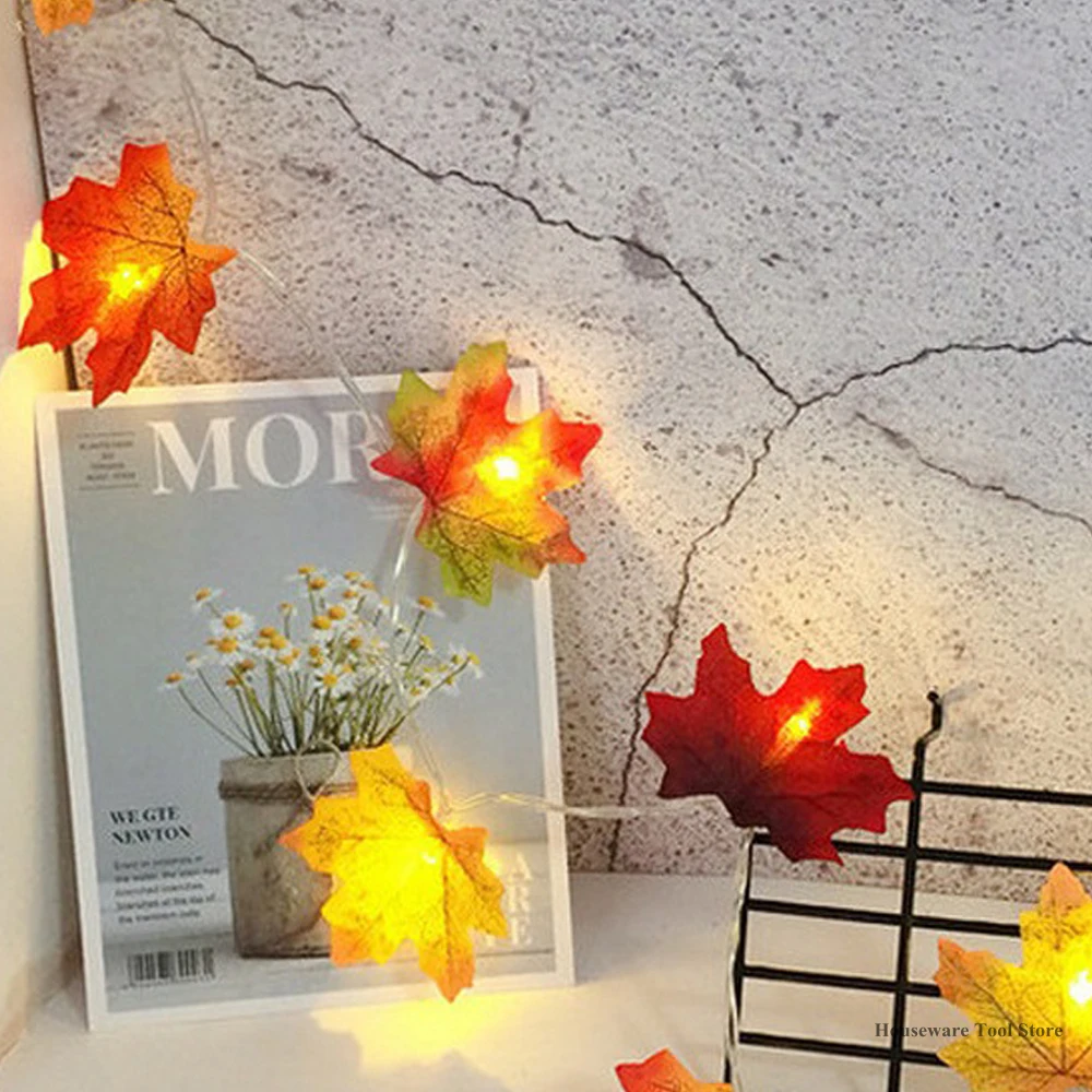 

2/4/6 M Fairy String Light Thanksgiving Decorations Garland LED String Lights 20/40 LEDS Maple Leaf Fairy Lights for Halloween