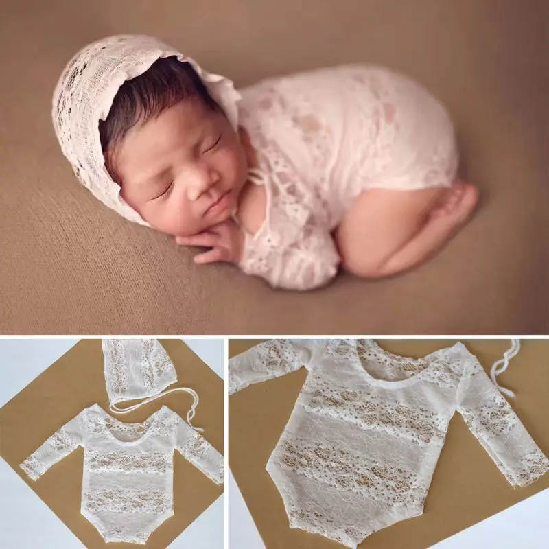 

2019 New Children Photography Clothing Newborn Lace Clothes Full Moon Hundred Days Baby Princess Hat Onesies