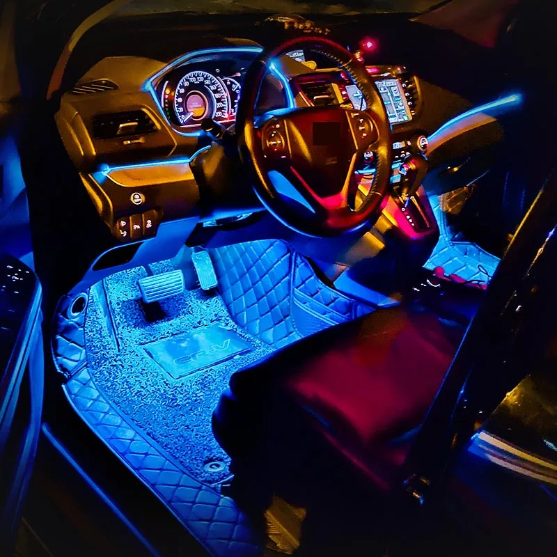 Led Car Interior Backlight With Usb Cigarette Lighter Ambient Atmosphere Mood Light Rgb Remote App Auto Foot Decorative Lamp