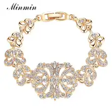 Minmin свадебные браслеты золотого цвета для женщин, модные браслеты с цветами и кристаллами для вечеринки, выпускного вечера, ювелирные браслеты, рождественские подарки SL040