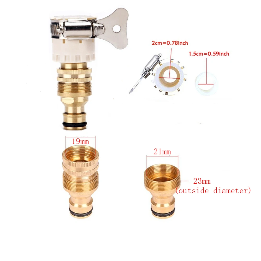 AIVY 15mm-23mm Universal Kitchen Hose Adapter Metal Faucet Connector Mixer Hose Adapter Tube Joint Fitting Garden Watering Tools