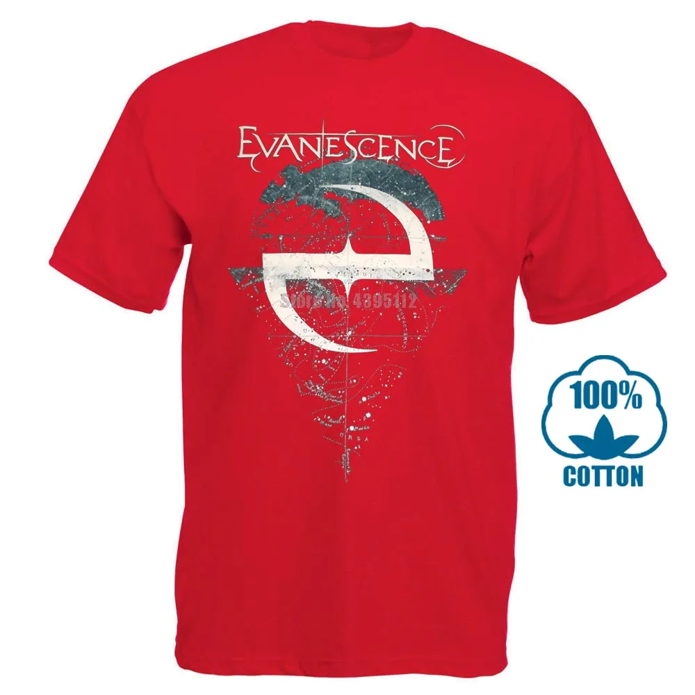 Evanescence «космическая карта» футболка новая и Официальная футболка с круглым вырезом летняя Личность Модные мужские футболки - Цвет: Красный