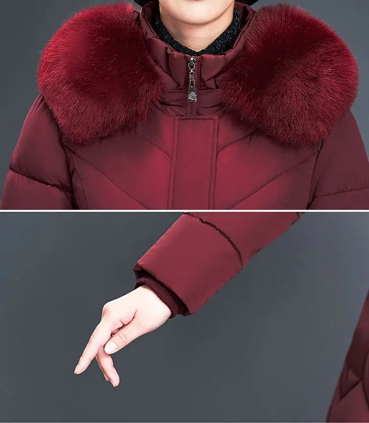 Горячая Распродажа, новое зимнее женское хлопковое пальто размера плюс, куртка с капюшоном для пожилых девушек, стильная плотная свободная парка для мам