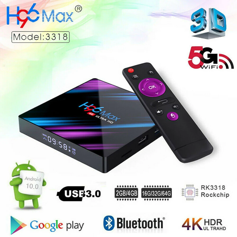 

2020 H96 MAX RK3318 Smart TV Box Android 9 9.0 4GB 32GB 64GB 4K Youtube Media player H96MAX TVBOX Android TV Set top box 2GB16GB