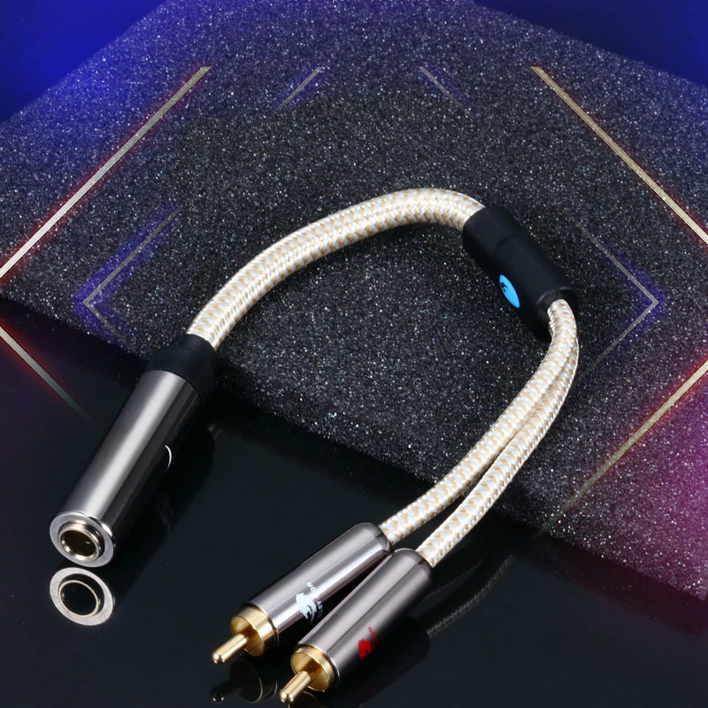 25cm Conversion Cable 6 35mm Female to Dual RCA Male for Headphone Guitar Mixing Console Amplifier Prmium Audio Cable