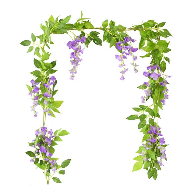 180cm Fake Ivy Wisteria Flowers Artificial Plant Vine Garland for Room Garden Decorations Wedding Arch Baby Shower Floral Decor purple Wisteria
