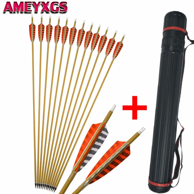  US $55.94 12Pcs Archery Pure Carbon Arrows Turkey Feather Carbon Arrow With Arrow Quiver 
