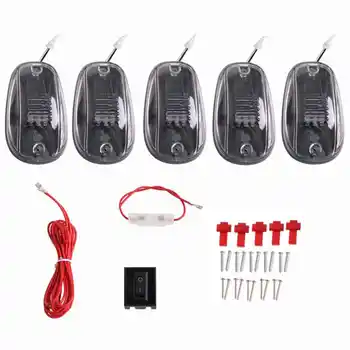 

5pcs 9 LED T10 Amber Lamps Cab Running Marker Lights Clear Cover Lens with Switch for Pickup Truck Off Road