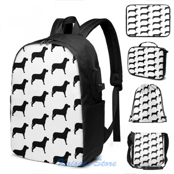 

Funny Graphic print Black Labrador USB Charge Backpack men School bags Women bag Travel laptop bag
