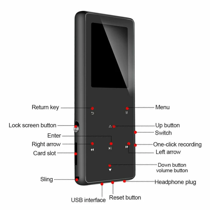 1.8in Bluetooth MP3 OLED экран умный металлический ультратонкий HIFI портативный музыкальный плеер OUJ99