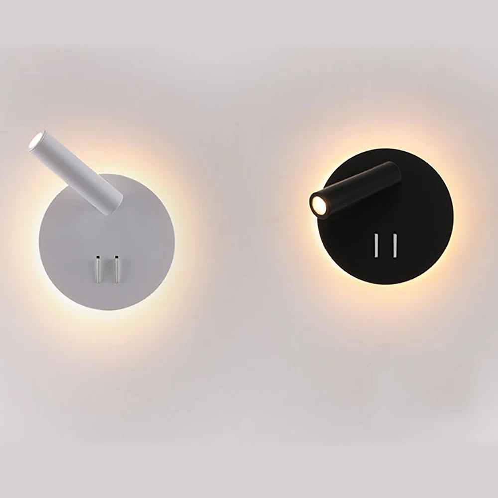 

LED Wall Lamp 360 Degree Rotatable Lamp Sconce/Round Plug In Wall Spot For Stairs Living Room Bedroom Wall Light Rotate Lighting