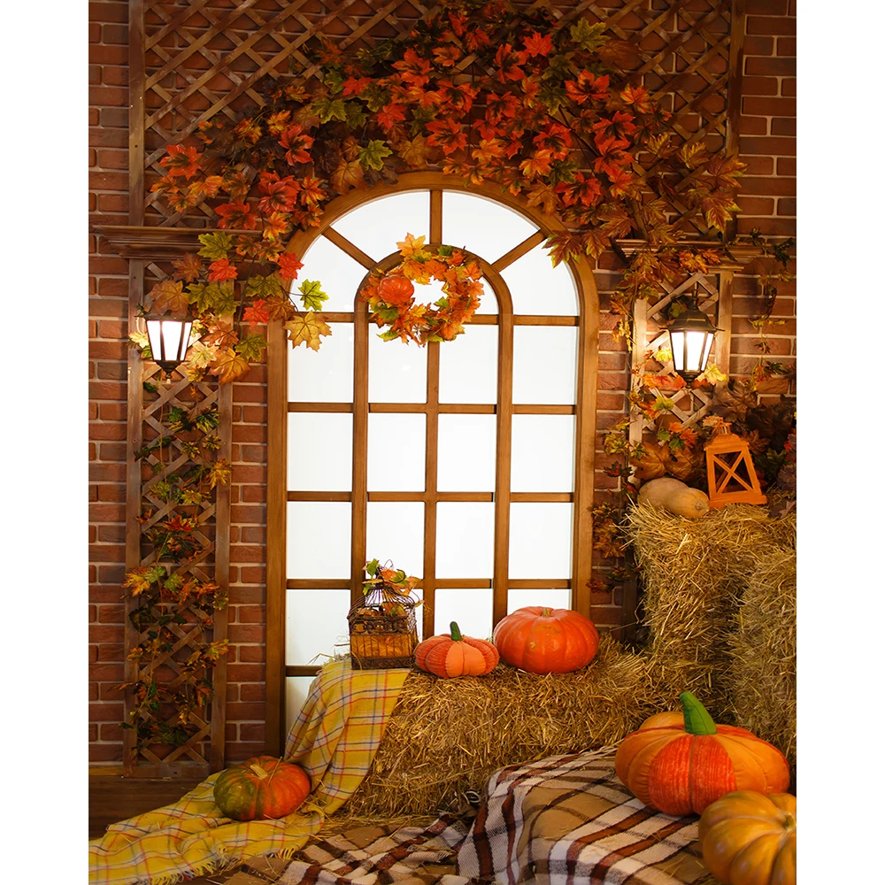 

Halloween Backdrop Pumpkin lantern cat Skull brick Door Photocall Photography Background Vinyl For Photo Studio props