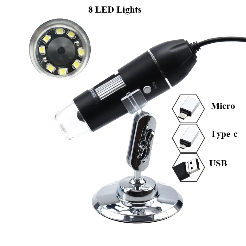 

3 in 1 1600X /1000X/500X Mega Pixels 8 LED Digital USB Microscope Microscopio Magnifier Electronic Stereo USB Endoscope Camera