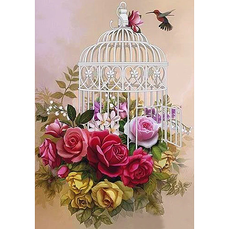 5D DIY Diamond Painting Full Square/Round Drill &quotBird Cage Flowers&quot3d Rhinestone Embroidery Cross Stitch Gift Home Decor | Дом и сад