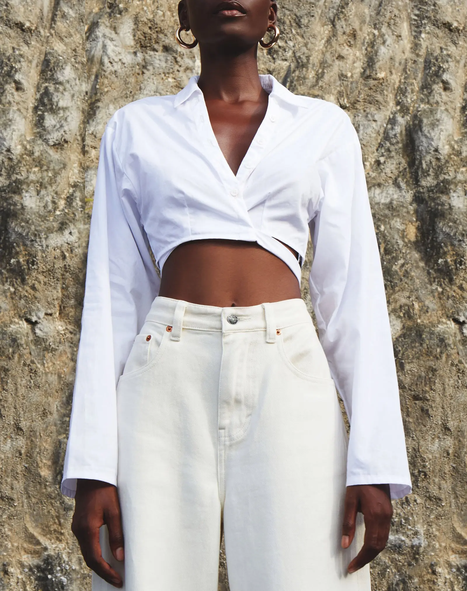 wsevypo Chic White Button down Shirts 
