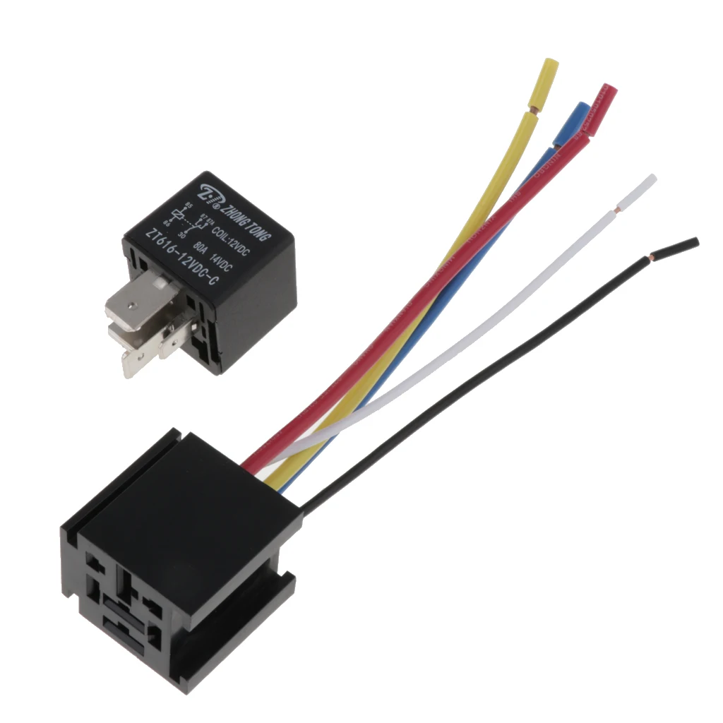 DC 12V автомобиля SPDT автомобильное реле 5 Pin 5 проводов W/гнездо жгута 80A
