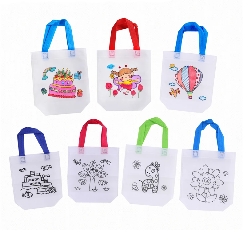 Juego de para pintar a mano para niños, saco de tela tejida grafiti, con rotuladores para rellenar dibujos, juego de manualidades, 5 unidades, GYH|Juguetes para dibujar| - AliExpress