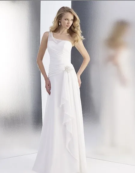 

flare gown one shoulder key hole back sexy backless medallion cascading vestido de noiva ruffles 2018 cheap Bridesmaid Dresses