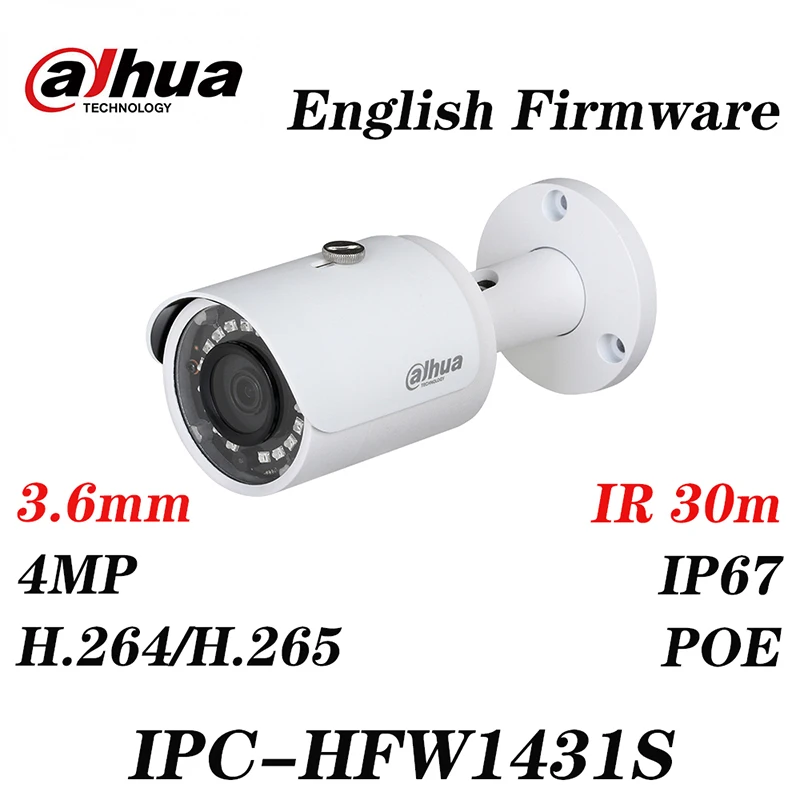 

Dahua Original IPC-HFW1431S with LOGO 4MP WDR IR30m Mini-Bullet Camera IP67 Upgrade from IPC-HFW1420S