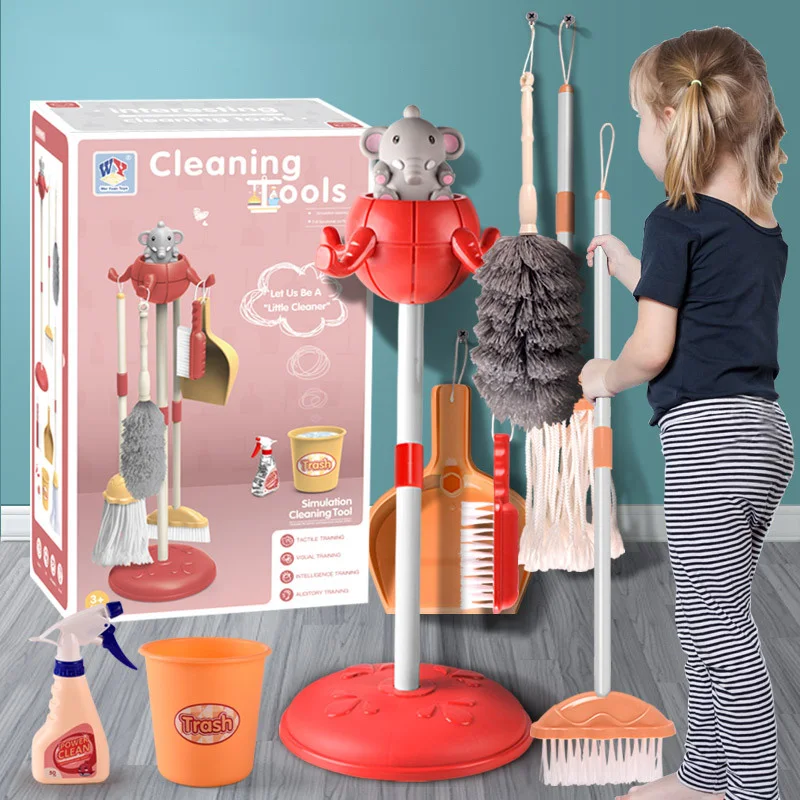 8pcs/set Kids Housework Cleaning Tool Toys Plastic Cartoon Pretend Play