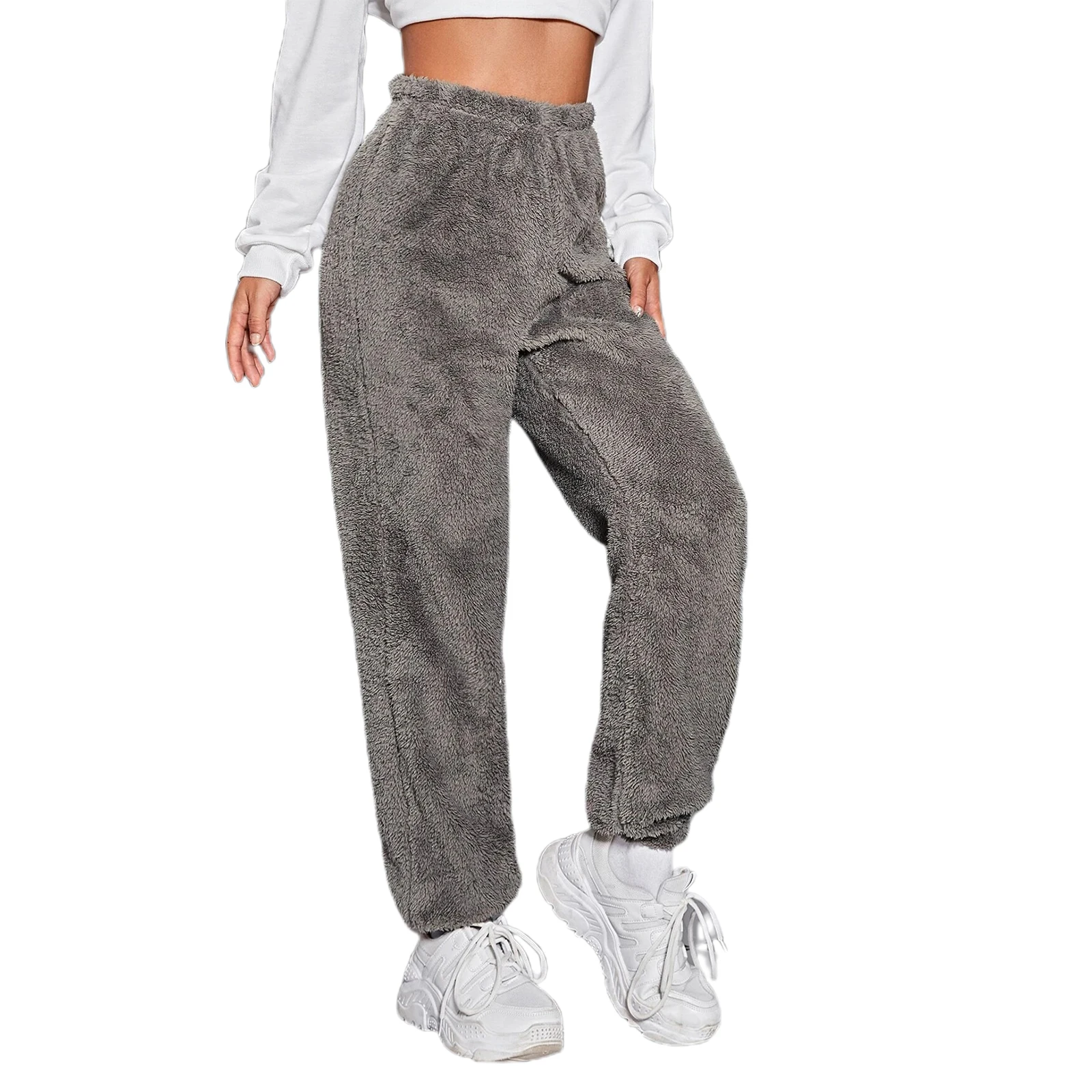Women Casual Furry Plush Sweatpants 