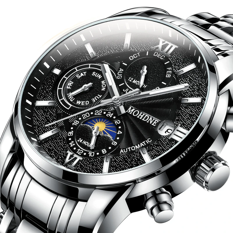 

Luxury Men Automatic Mechanical Watch Working 3 sub-dials Self-wind Fashion Wrist Clock