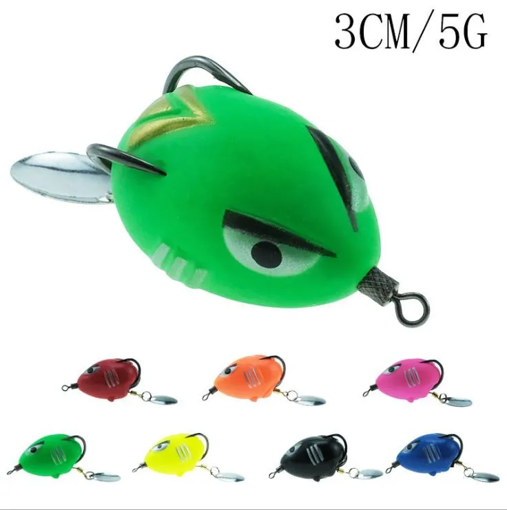 

7 colors peche Mini Thunder Frog fishing lure Musta Hook Thai Style Bionic soft lure pescaria material de pesca leurre souple