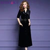 TESSCARA Women Autumn & Winter Elegant Velvet Dress Festa Female High Quality Office Robe Femme Fashion Designer Vestidos S-3XL ► Photo 1/6