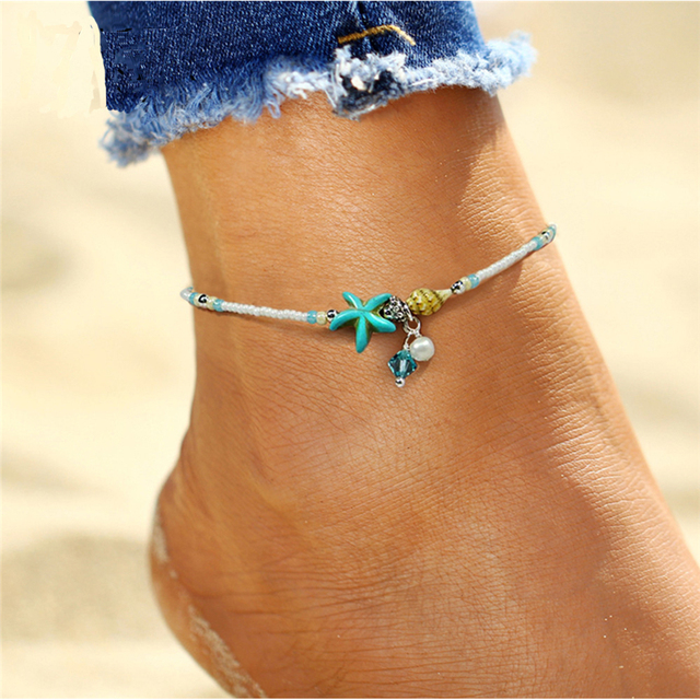 Gold Butterfly Anklets For Women Fashion Siilver Color Beads Anklet Summer Beach Ankle Bracelet Foot Chain Jewelry