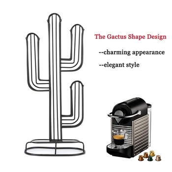 

Coffee Capsule Holder Stainless Steel Coffee Pod Rack Creative Cactus Dispenser Coffee Dispensing Tower Stand
