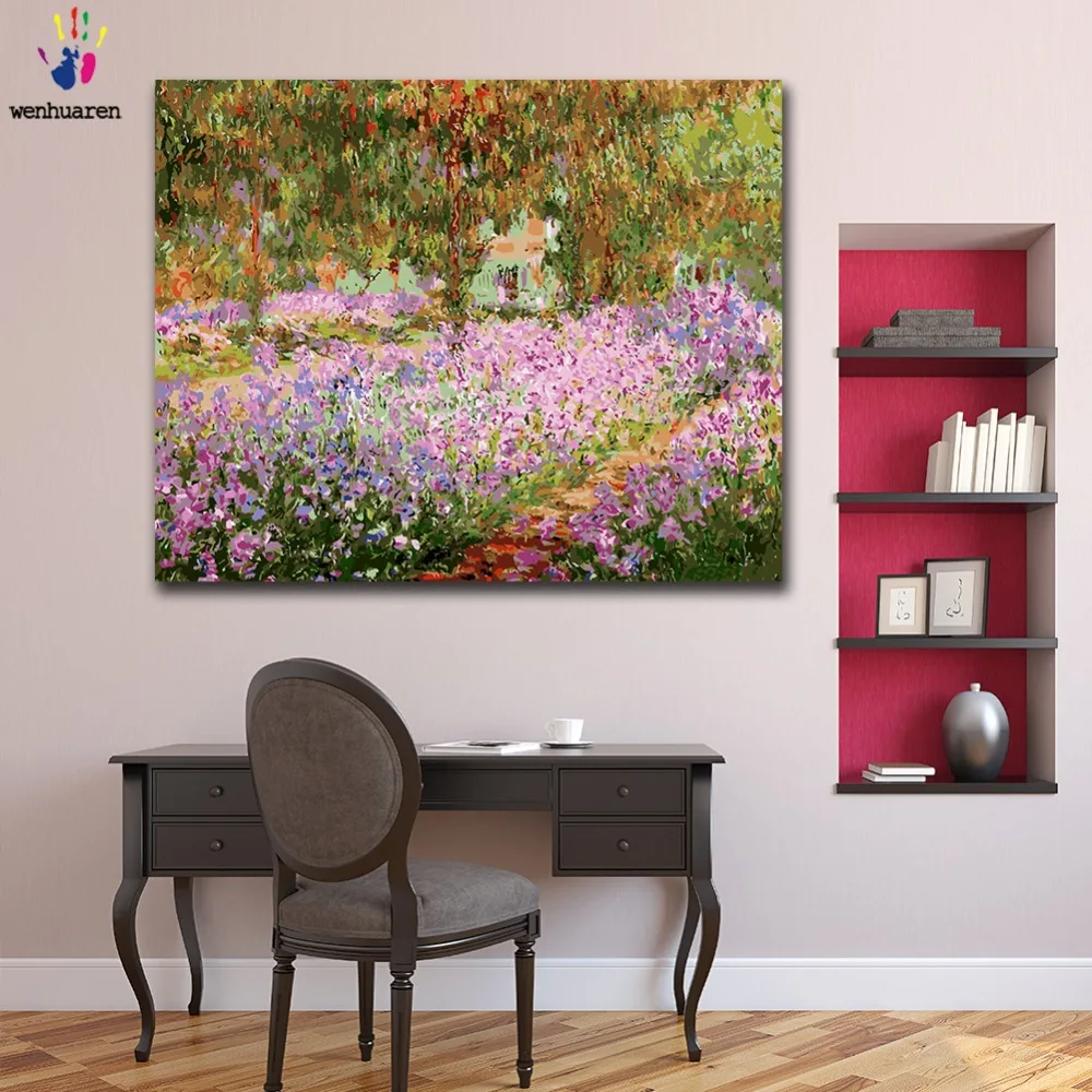 DIY картинки для раскраски по номерам с цветами Monet's garden is in full bloom картина