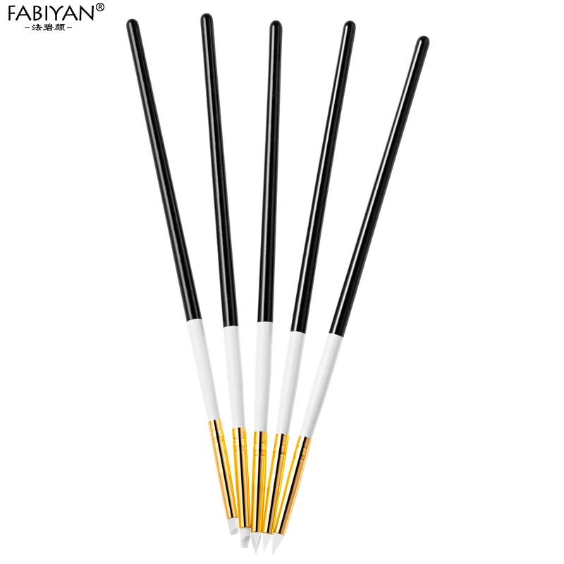 5PCS/Set Acrylic Manicure Brush Nail Art Silicone Pen Sculpture Embossing Modeling Dotting UV Gel Painting Carving Design Tool