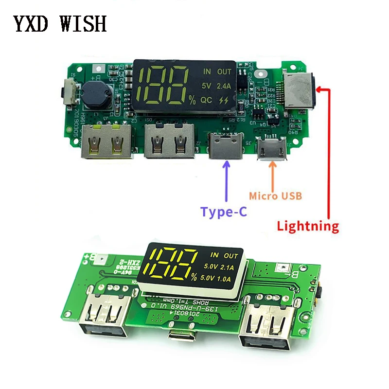5V 2.4A 마이크로 USB C 타입 휴대 보조베터리 충전 모듈 리튬 배터리 충전기 보드