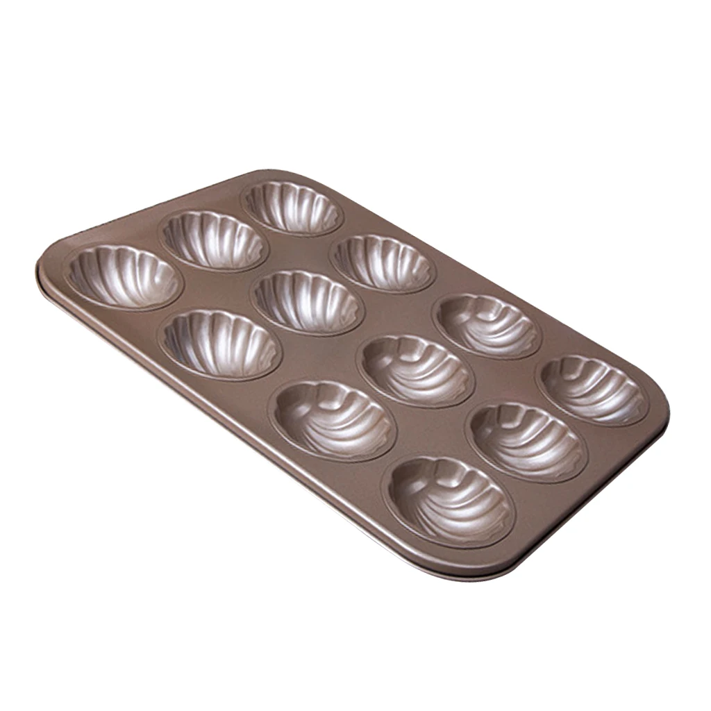 12-Cavity Carbon Steel Homemade Madeleine Cookies Nonstick Madeleine Baking Sheet Cake Chocolate Candy Cookie Mold