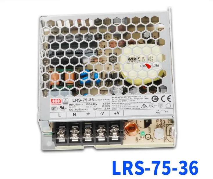 [Семь Неоновые] бренд MEAN WELL представляет LRS-75-36 е-байка 36В 2.1A 75,6 Вт высокой мощности Мощность высокая эффективность один Выход переключение Питание
