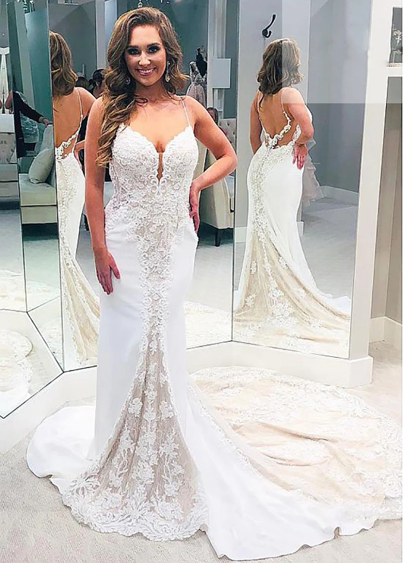 Mermaid-Wedding-Dress-Lace-Mermaid-Formal-Boho-Bridal-Dresses-Backless-Newest-Coming-V-neck