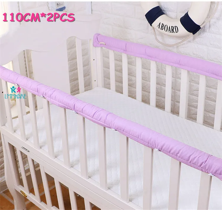 Purple 110cm Хлопковый плотный бампер для детской кроватки, защитные полосы для кроватки новорожденных, защитные накладки для новорожденных, защитные накладки на рельсы, 2 шт - Цвет: Purple 110cm