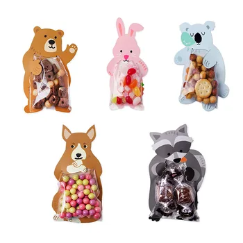 

40pcs cute cartoon rabbit Bear squirrel Koala kangaroo Candy box gift bag card sheet chocolate Baking decorative bags