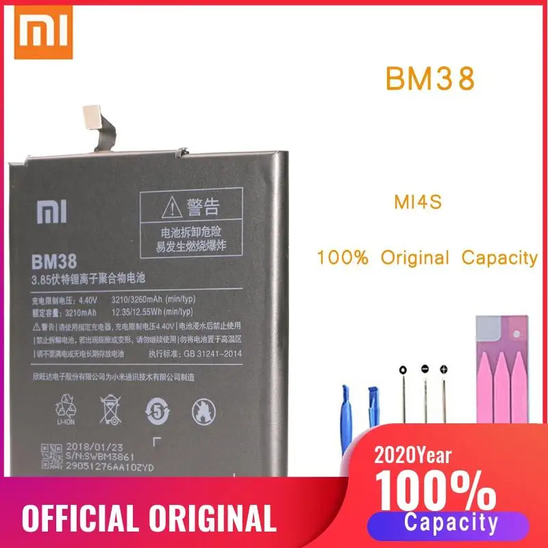 Оригинальный аккумулятор для телефона Xiaomi Mi4S Mi 4S BM38 сменные батареи Xiomi bateria