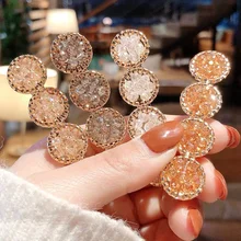 Fashion Korea Crystal Rhinestones Hair Clips Women Hairpins Geometric Round Hairpin Hairgrip Girls Barrette Hair Accessories