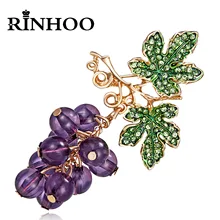  Rinhoo Summer Crystal Purple Grape Brooches for Women Cute Luxury Fruit Plant Brooch Pin Fashion Elegant Wedding Jewelry Gifts 
