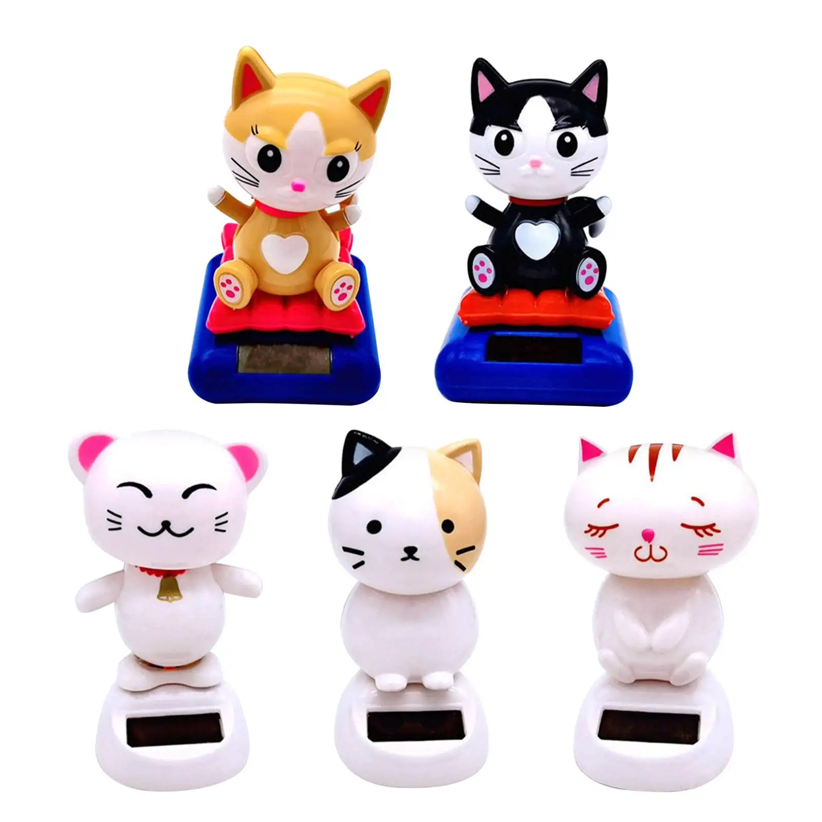 Solar Powered Bobblehead Plastic Automatic Cat Shape Swing No Battery Required for Dashboard Home Kids