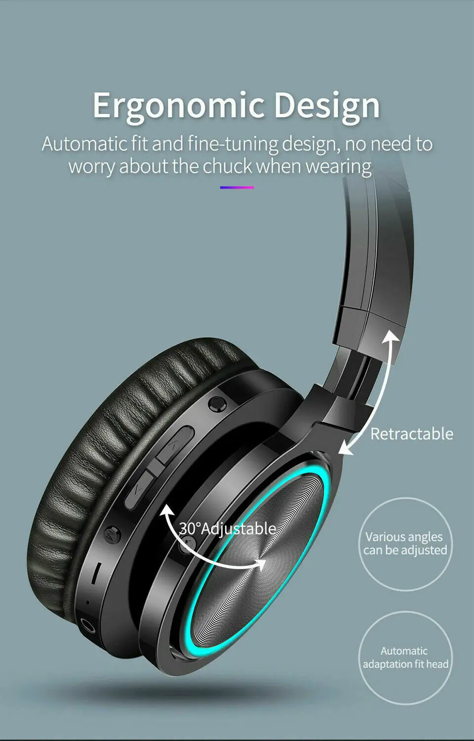 B12 Bluetooth наушники-вкладыши шумоподавление стерео гарнитура светящиеся наушники складной дизайн многофункциональные стерео бас