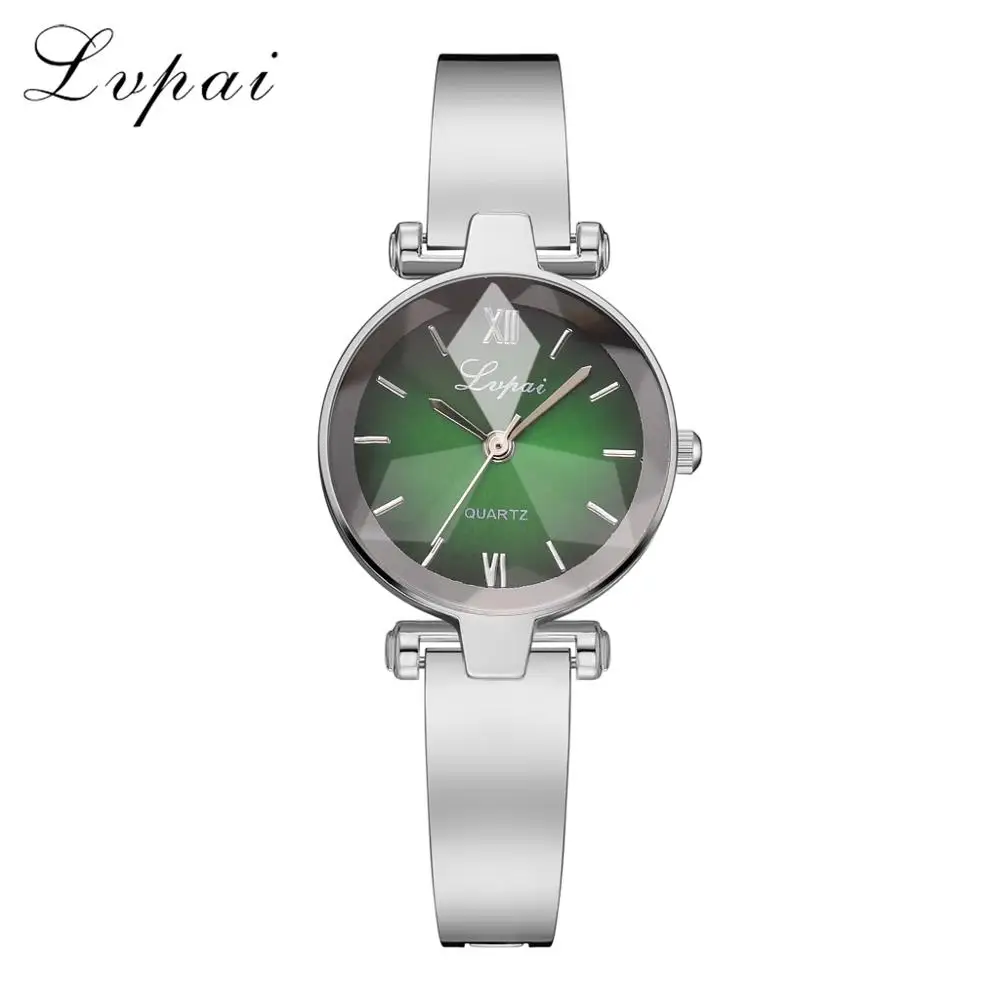 Silver Green Lvpai розовое золото кварцевые часы женские часы люксовый бренд из нержавеющей стали дамские часы платье хрустальные наручные часы relogio - Цвет: Silver Green